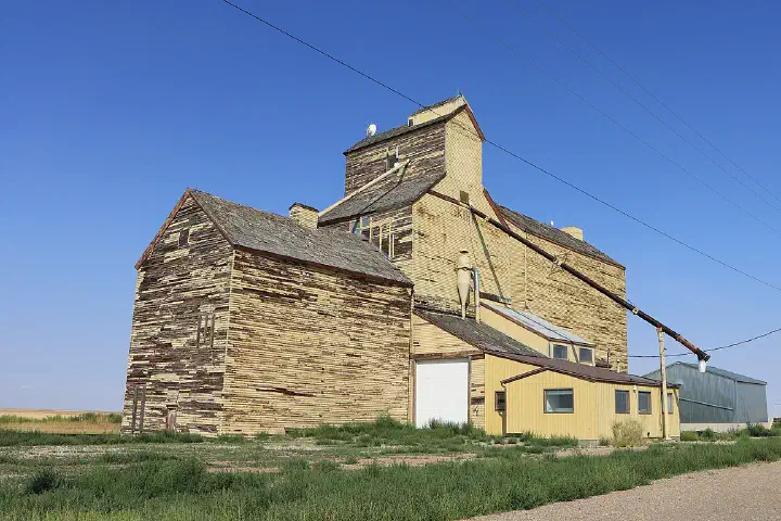 A grain elevator in Skiff, Alberta, Canada.