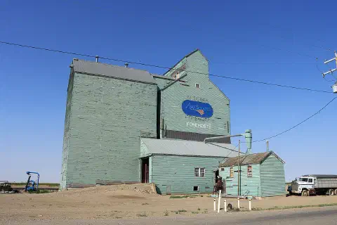 A grain elevator operated by Agricore in Foremost, Alberta, Canada.