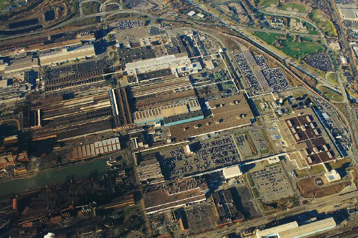 An aerial view of Ford's Dearborn factory.