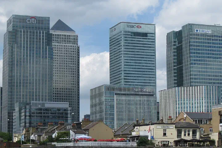 From left: 25 Canada Square (Citigroup Centre), 1 Canada Square, 8 Canada Square (HSBC Tower) and One Churchill Place.