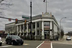 The former Farmington State Savings Bank building, 33425 Grand River Avenue at Farmington Avenue, Farmington, Michigan, December 2020