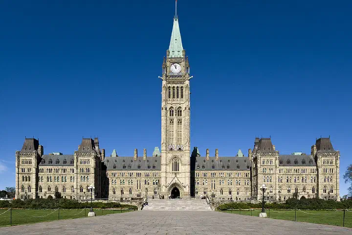 The Centre Block of the Canadian Parliament, with the Peace Tower, Ottawa.