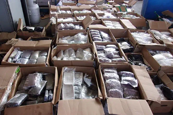 U.S. Customs and Border Protection officers at the Otay Mesa commercial facility in San Diego, after a seizure of more than 3,100 pounds of methamphetamine.