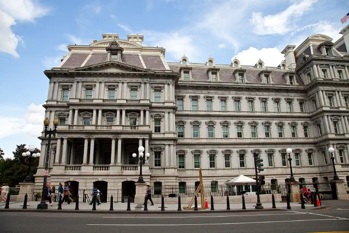 The Eisenhower Executive Office Building, next to the White House.
