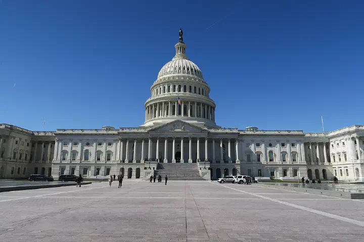 The East Front of the United States Capitol, viewed straight on from the east.