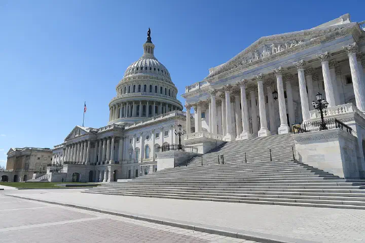 The East Front of the United States Capitol, viewed from the northeast.