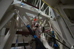 A protective canopy is placed inside the Capitol Rotunda during the restoration of the Capitol Dome.
