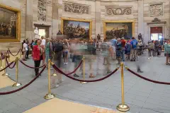 Work to restore the U.S. Capitol Rotunda began with the installation of floor protection.