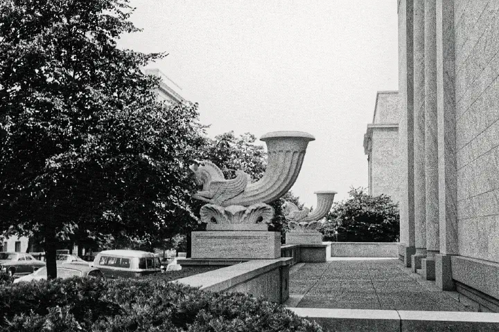 Rhyton sculptures by W. H. Livingston Sr. at the Rayburn House Office Building in Washington, D.C., 1978.