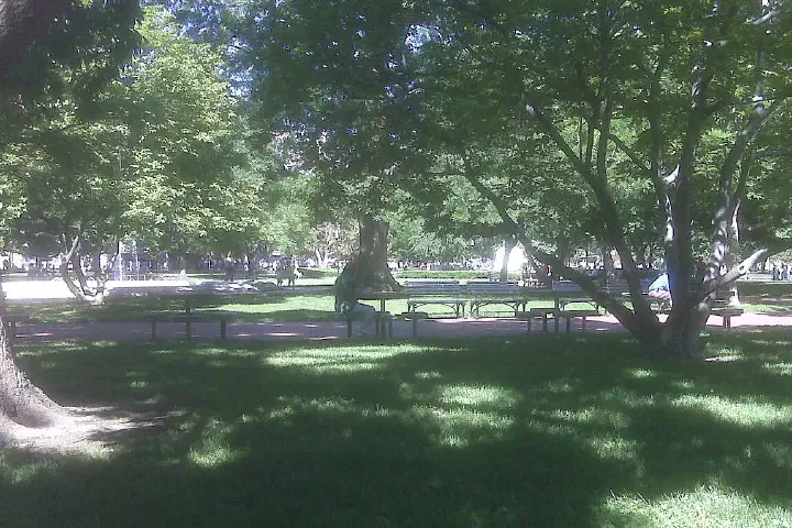 Statues honoring Revolutionary War heroes in Lafayette Square, across from the front of the White House.