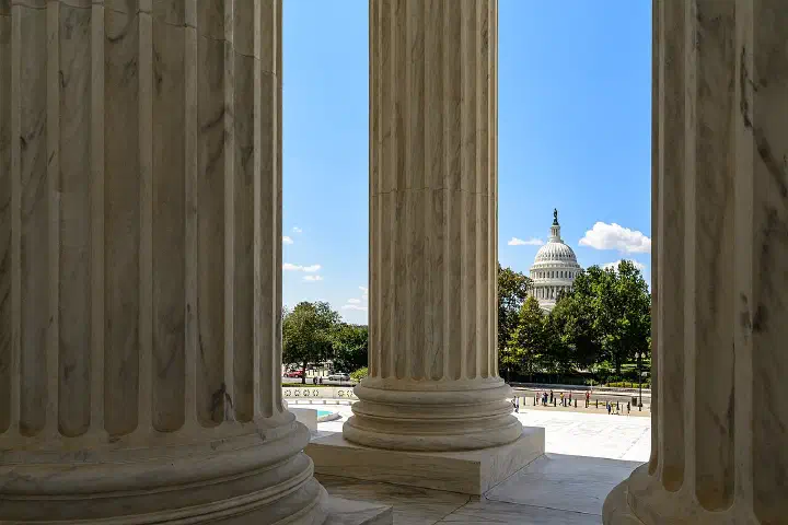 Columns of the United States Supreme Court Building.