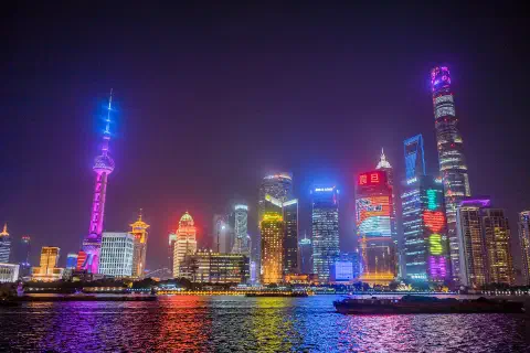 The Lujiazui skyline, Shanghai, at night