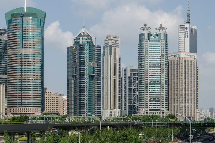 Office towers in Lujiazui, Shanghai's financial district.
