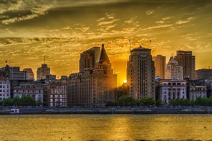 Sunset over the Bund, Shanghai.