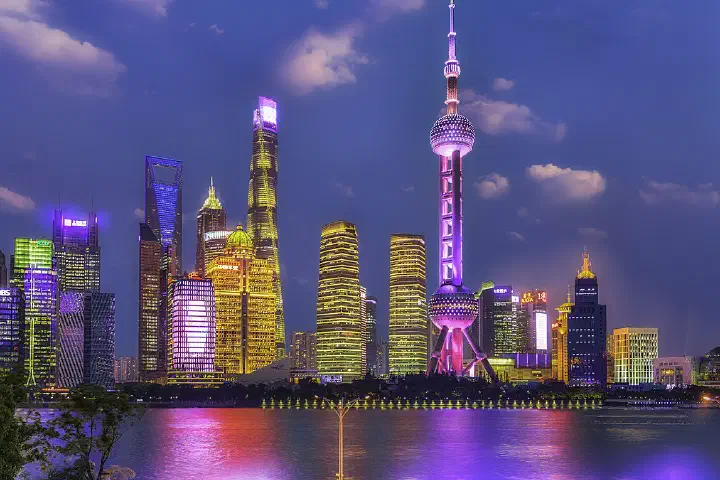 Pudong CBD viewed from the North Bund in Shanghai