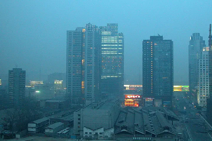 Beijing in a hot, gritty sandstorm.