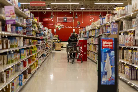 A supermarket aisle in Vermont.