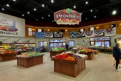 The produce section of a grocery store in Seneca Falls, New York.