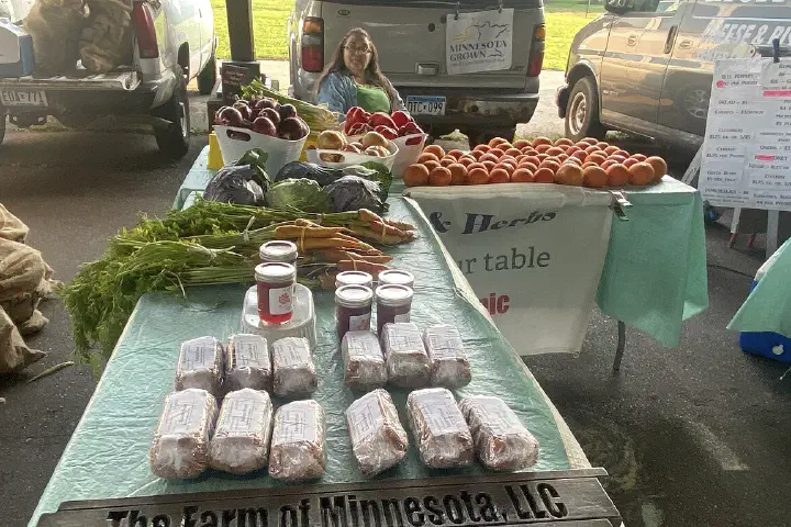 A vendor at the Richfield Farmers' Market in Richfield, Minnesota.
