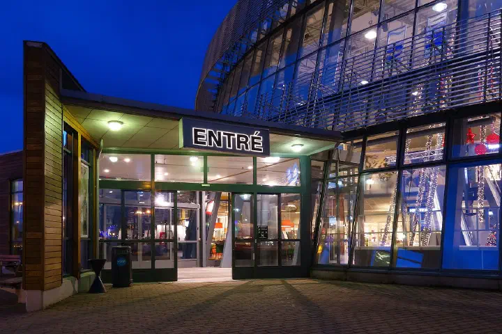 The west entrance of the Torp shopping mall outside Uddevalla, Sweden.