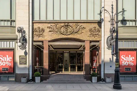 The DLT department store on Bolshaya Konyushennaya Street, Saint Petersburg.