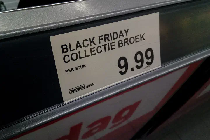 Special ALDI-branded clothes for Black Friday in Winschoten, the Netherlands.