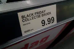 Special ALDI-branded clothes for Black Friday in Winschoten, the Netherlands.