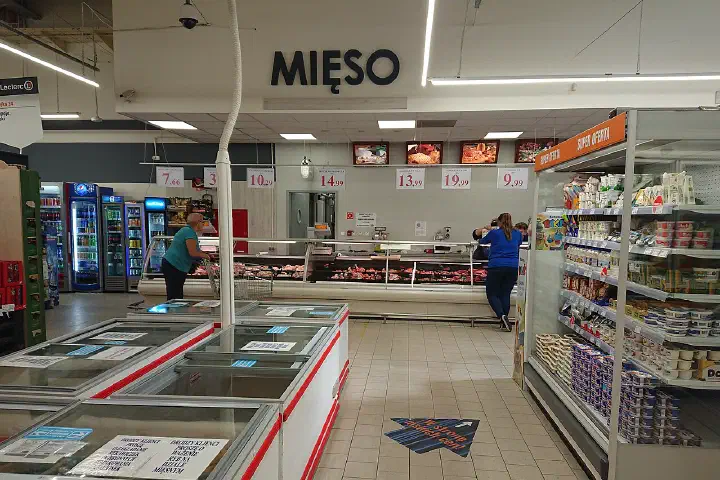 Inside an E.Leclerc supermarket in Malbork, Poland.