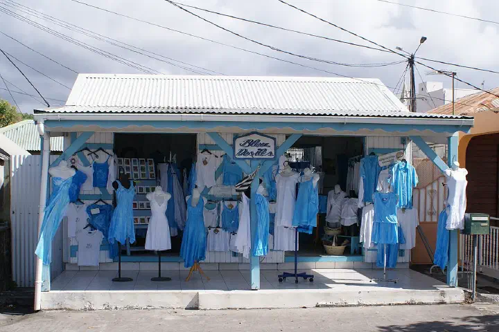 A blue-and-white clothes shop in Guadeloupe, 2010.