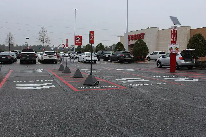 Target drive-up lanes with an SUV awaiting a delivery, Valdosta, Georgia.