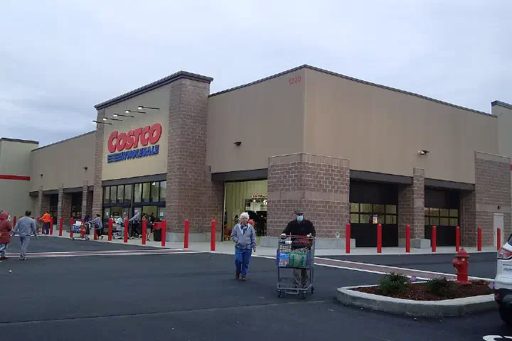 The exterior of a recently built Costco Wholesale store.