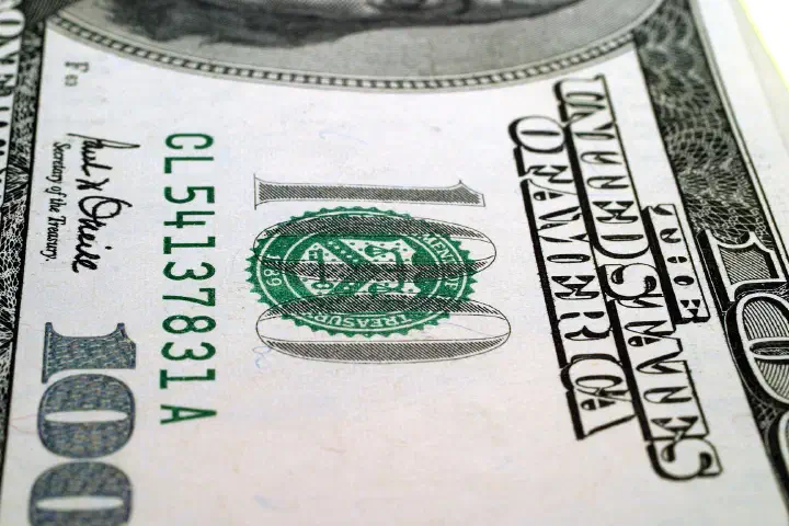 A U.S. hundred-dollar bill.
