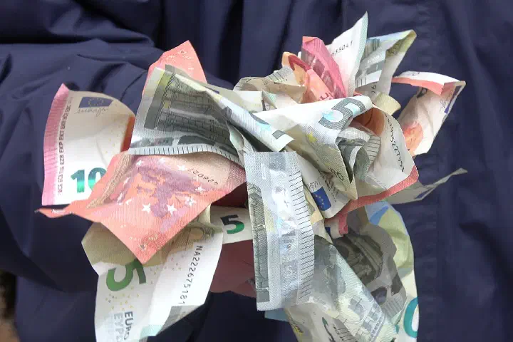 Euro banknotes.