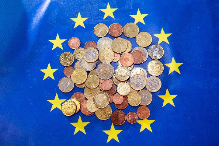 A selection of euro coins.