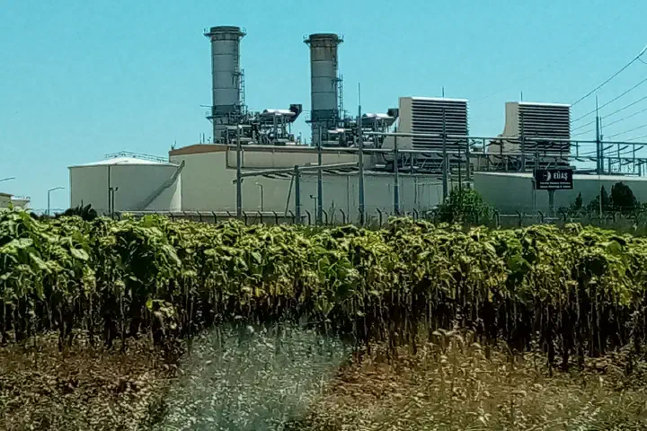 A natural-gas combined-cycle power plant.
