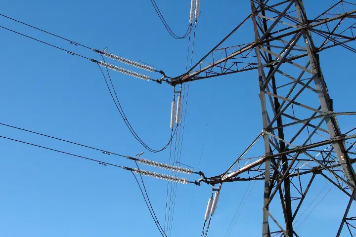 An electricity transmission tower.