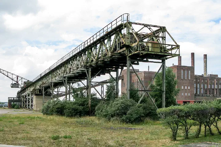 A power plant with a coal conveyor at the former Heeresversuchsanstalt, now a museum, in Peenemünde, Germany.