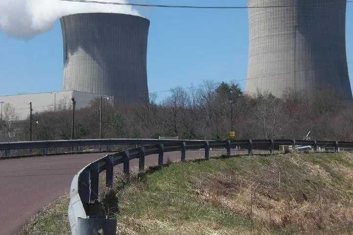Cooling towers of the Susquehanna Steam Electric Station, seen from the east.