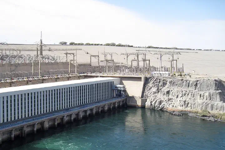 The north side of the Aswan High Dam, Egypt.