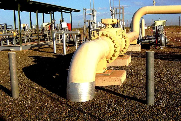 The Dampier to Bunbury Natural Gas Pipeline at Main Line Valve station 7, near Dampier, Western Australia.