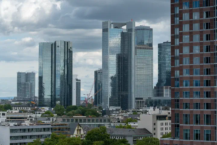Deutsche Bank's twin towers, Frankfurt.