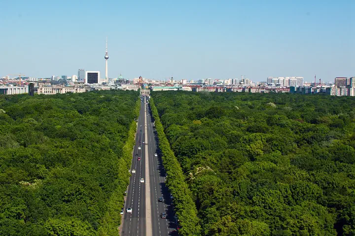 The Berlin skyline from the Straße des 17. Juni.