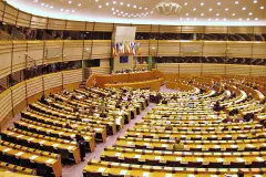 The inside of the European Parliament in Brussels in January 2006