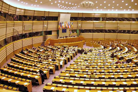 Inside the European Parliament in Brussels, January 2006.