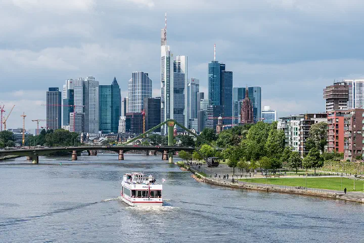 The skyline of Frankfurt, Germany, in May 2014.