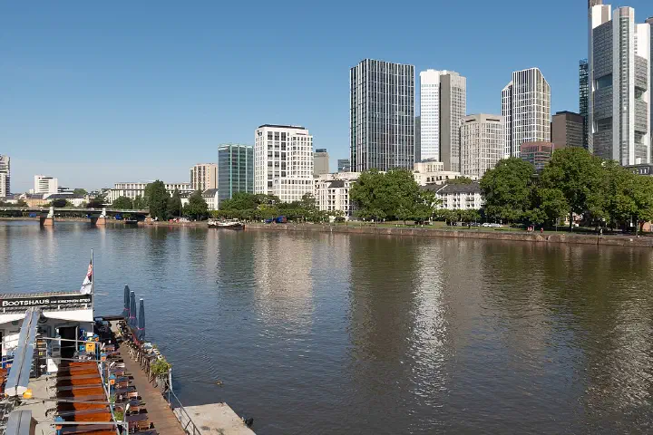 The Frankfurt am Main skyline from the south bank of the Main.