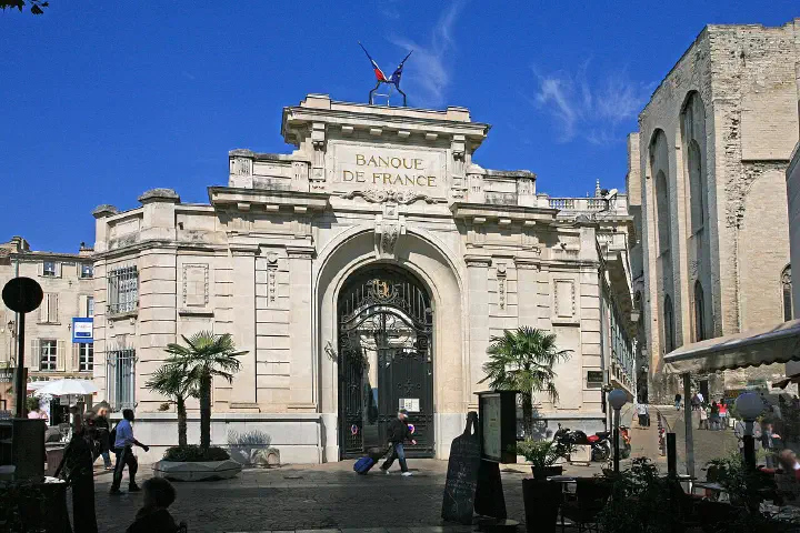 The Banque de France building on the Place de l'Horloge, Avignon.