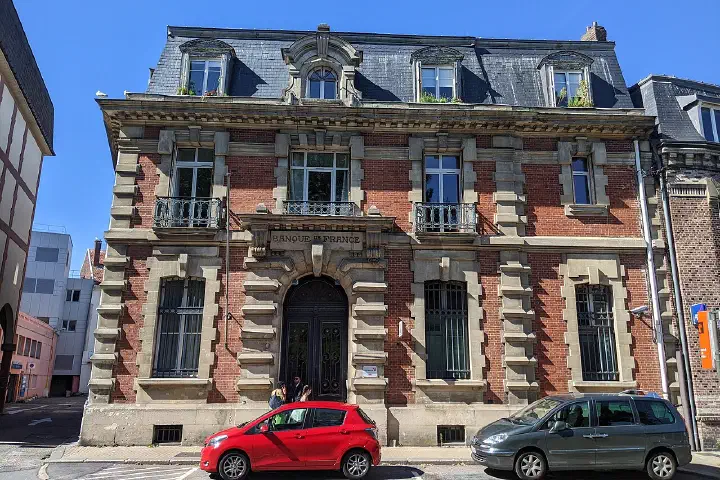 The former Banque de France building on rue Claude Groulard in Dieppe, France.
