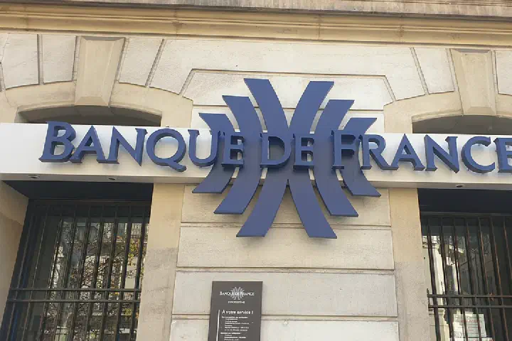 A Banque de France sign in Toulon.