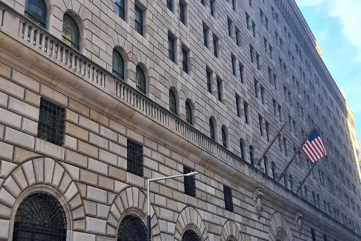 The Federal Reserve Bank of New York in the Financial District